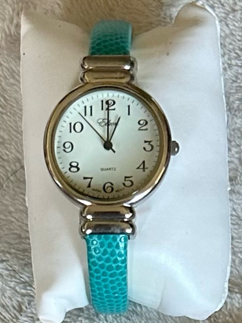NWOT Eikon Turquoise Snakeskin Leather Bangle Cuff Watch